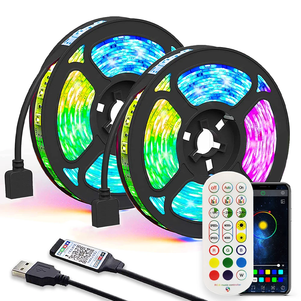 

Светодиодная лента с Bluetooth, USB, 5 В, 1-20 м