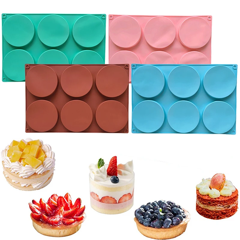 Силиконовая форма для торта с 6 отверстиями антипригарная выпечки круглая дисков