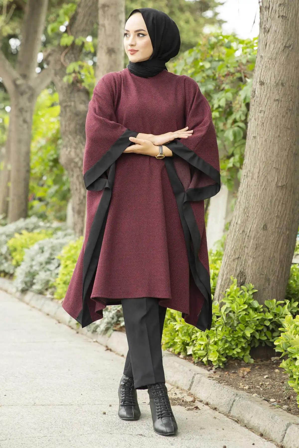 Herringbone Pattern Panço Burgundy