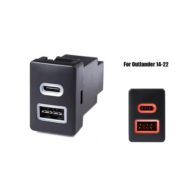 

Быстрое автомобильное зарядное устройство USB QC3.0 Type C PD Интерфейсная розетка Автомобильный адаптер для быстрой зарядки телефона Кнопка для Mitsubishi Outlander 14-22