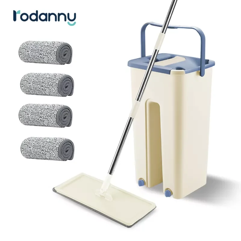 

NEW2023 Magic Mop Hand Free Household Automatic Spin Home Kitchen Wooden Floor Cleaning Microfiber Pads Floor Mop with Bucket