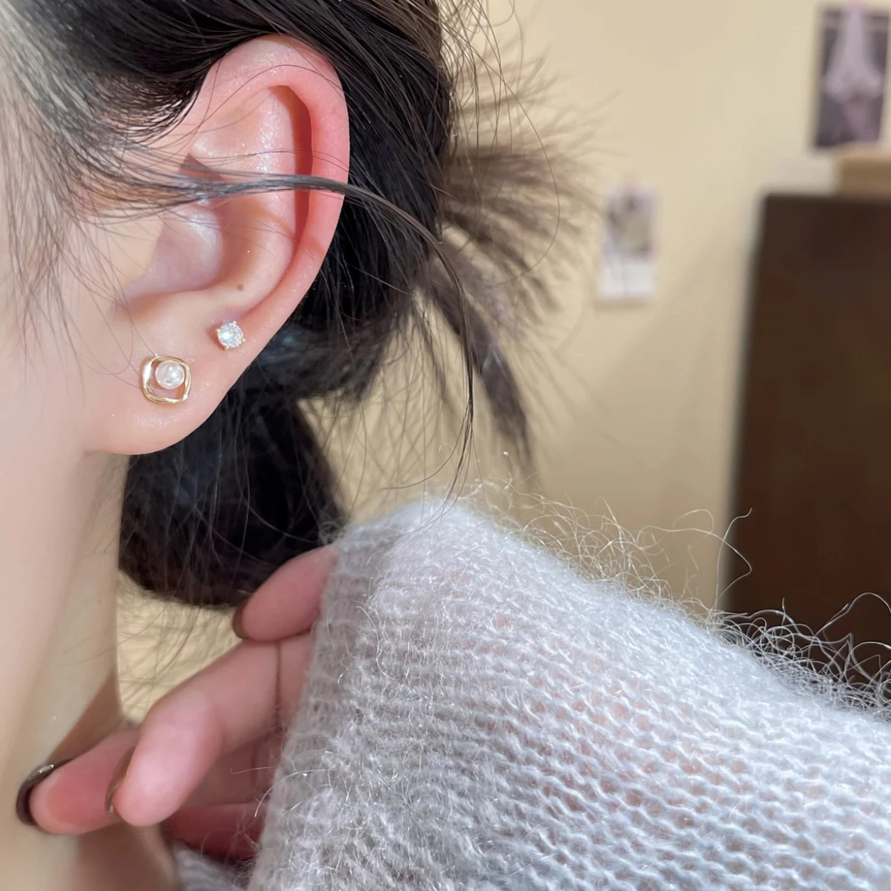 S925 Серебряные иглы с опалом и бриллиантами микроинкрустированные серьгами