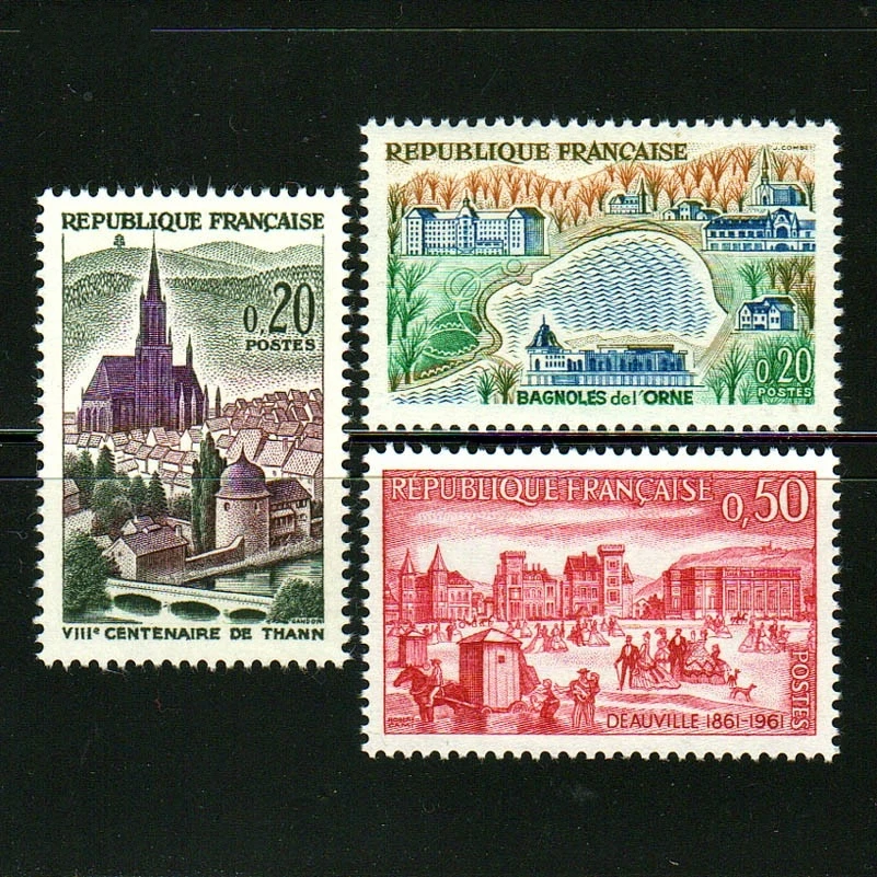 

3Pcs/Set New France Post Stamp 1961 Building Scenery Square Church Engraving Postage Stamps MNH