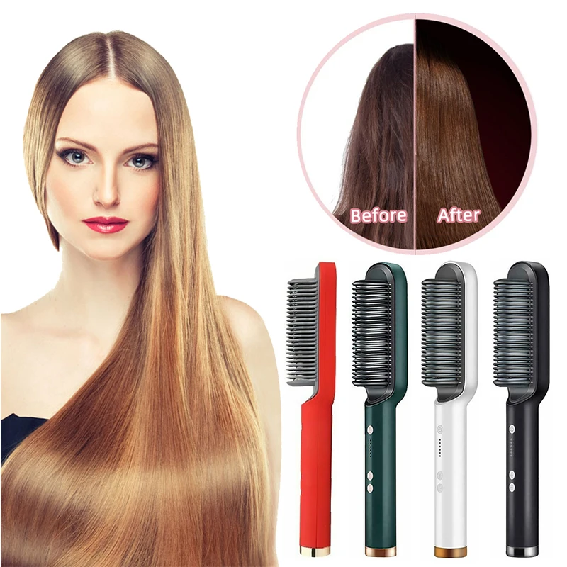 

Electric Heating Ptc Hair Straightener Comb For Hair Styler Professional Fast Heated Hair Straightener Brush Salon Equipment