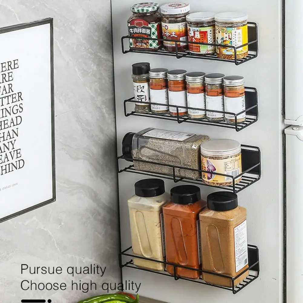 

Storage Rack Durable Removable Iron Magnetic Kitchen Seasoning Jar Shelf Shampoo Rack for Household
