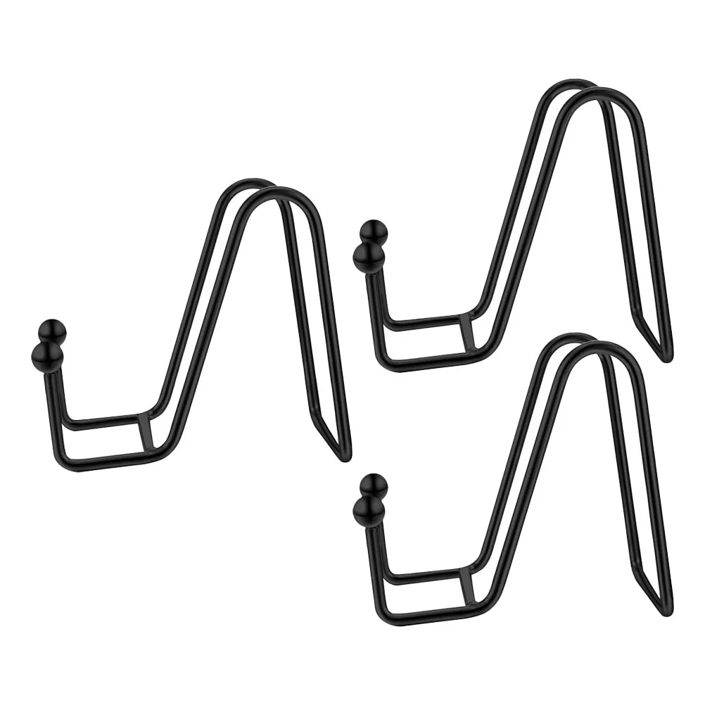 

3 Pcs Platter Display Holder Photo Easel Stand Frame Black Plate Stands Picture Frames Metal