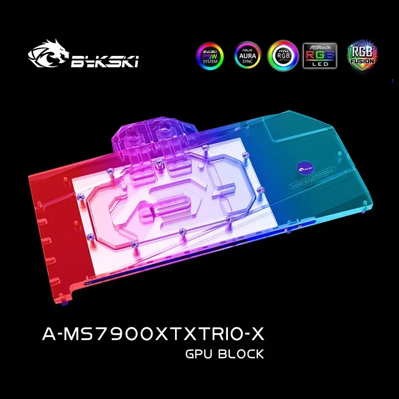 Bykski MSI 7900 Блок графического процессора RX 7900XTX Водяной охладитель 5 В ARGB 12 RGB MB SYNC +