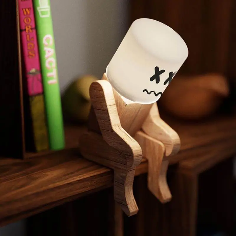 

Wooden Reading Table Lamp Creative Expression Night Light 3-color Pat Light Touch Light Living Bedroom Home Desktop Decoration