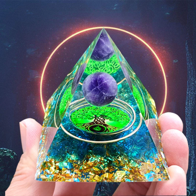 

Pyramid Crystals Orgone Pyramids Natural Stone Ornaments Craft Healing Crystal Energy Colorful Orgonite Pyramide Desk Decoration
