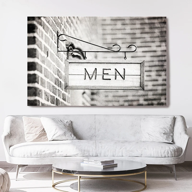 

Black and White Women Men Sign Photography Posters and Prints Canvas Painting Wall Art Pictures Home Bar Room Decoration