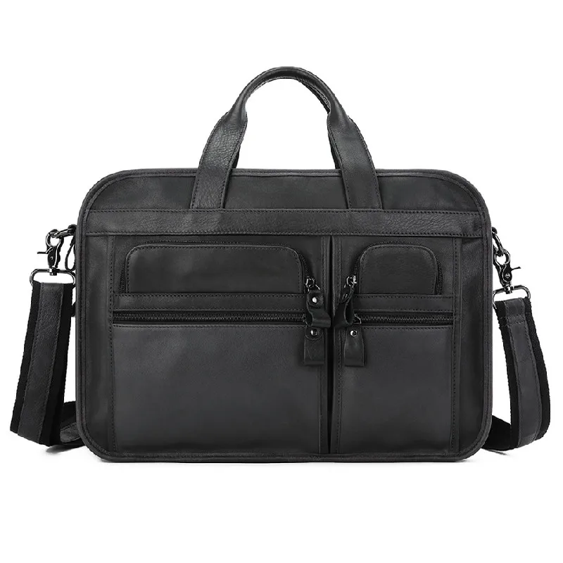 

Портфель большой вместимости из натуральной кожи для мужчин и женщин, сумка-мессенджер из коричневой и черной натуральной кожи, портфель для ноутбука 15,6 дюйма, M8025