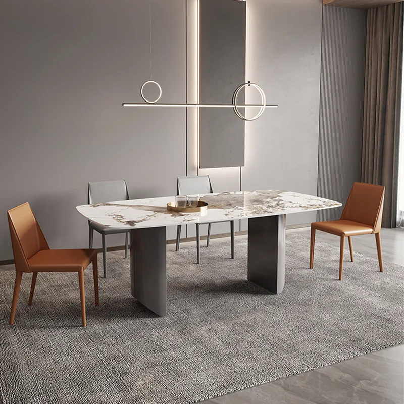 

Rock plate dining table and chair combination Italian minimalist modern Nordic rectangular dining table
