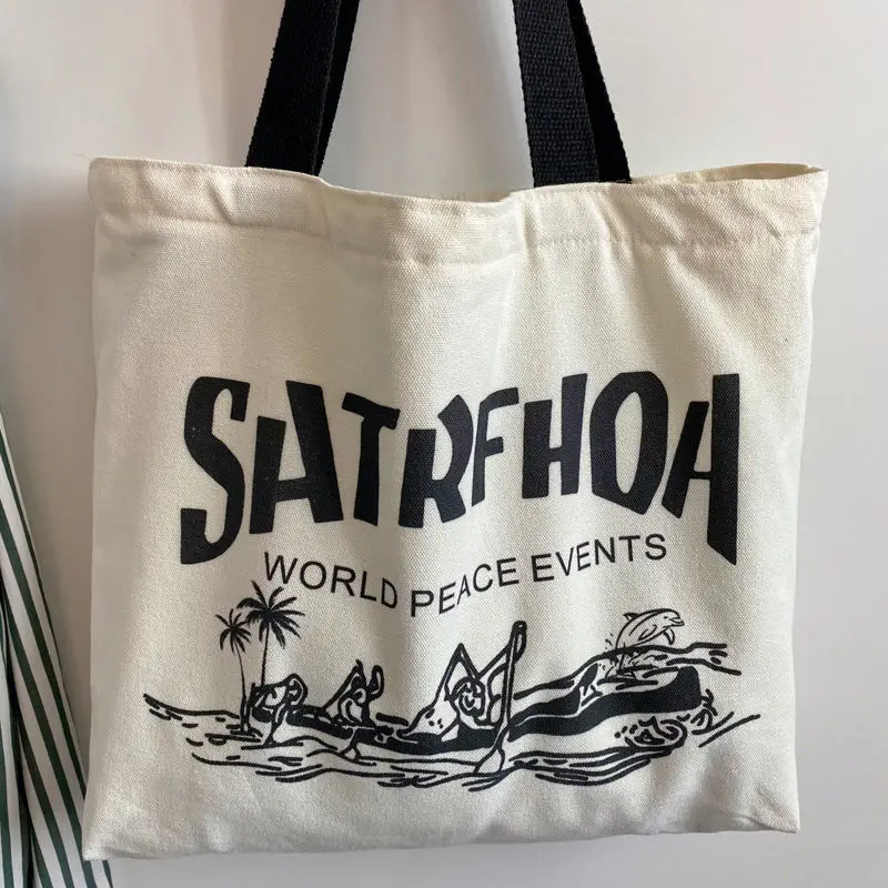 Женская Холщовая Сумка-тоут в стиле Харадзюку повседневная вместительная