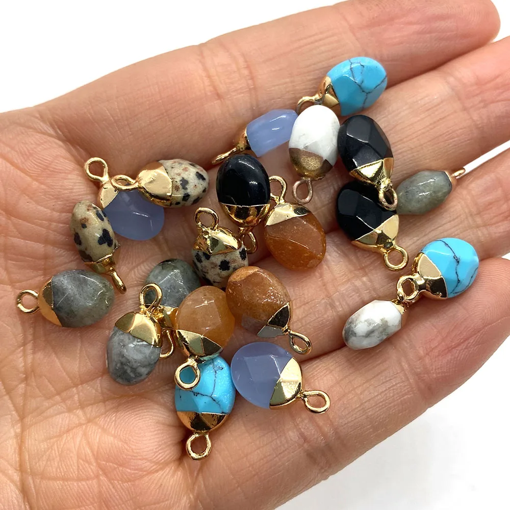 1 шт. очаровательный Аквамариновый натуральный камень кулон ожерелье с Speckled 8x14 мм