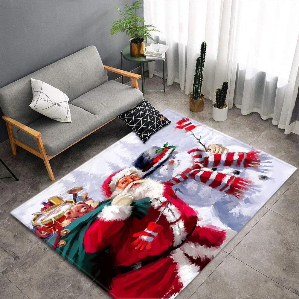 

3D Santa Claus Snowman Floor Mat Bathroom Doorway Rug Living Room Coffee Table Rug Bedroom Rug Home Decoration