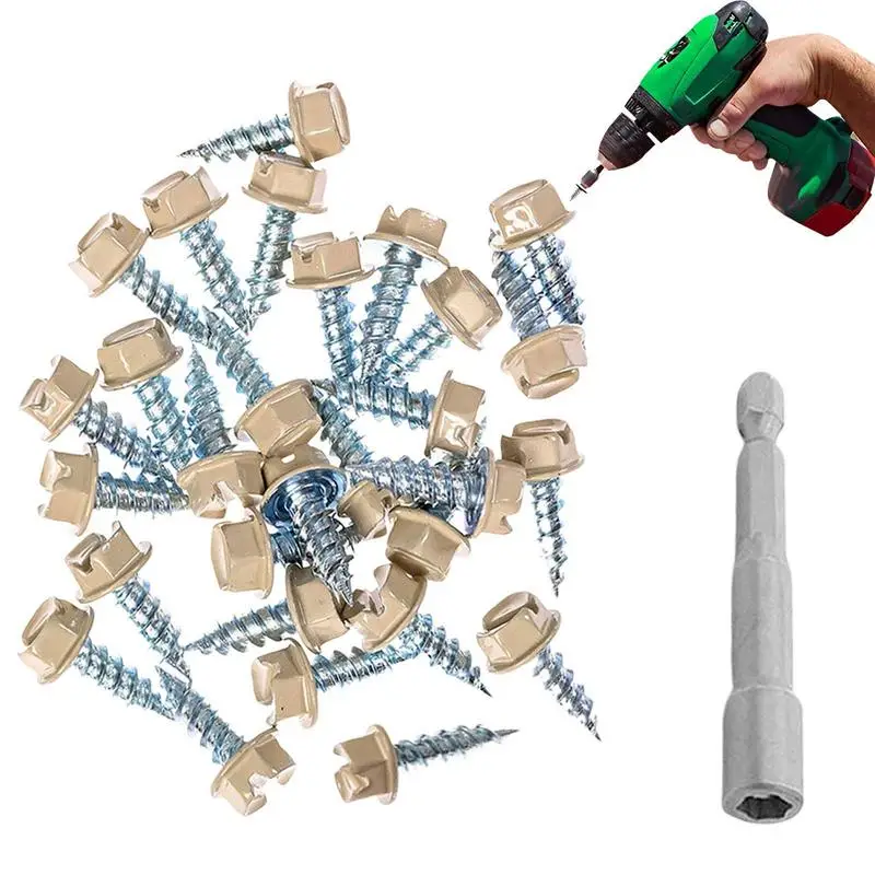 

Metal Gutter Screws Sheet Metal Gutter Fasteners Screws 100pcs Rustproof And Tough Gutter Downspout Screws For Wood Aluminium