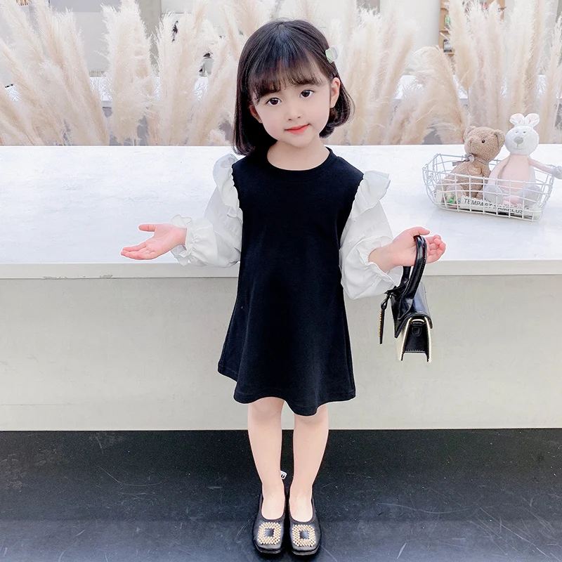 Новинка 2022 платье для девочек весна-лето модная черно-белая детская юбка