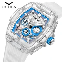 onola brand business transparent plastic watch men women clock 2021 fashion sport casual unique quartz luxury square mens watch
