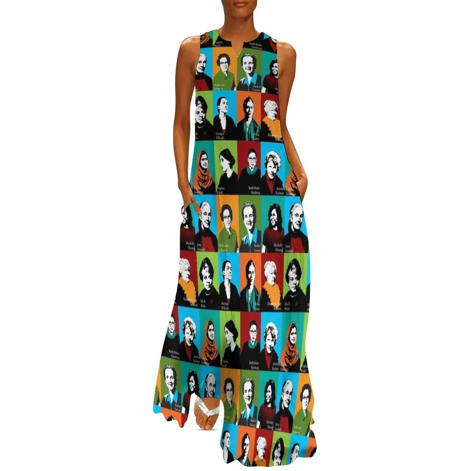 

Womens Rights Dress Summer Feminist Icons Print Street Style Boho Beach Long Dresses Female Modern Maxi Dress Birthday Present