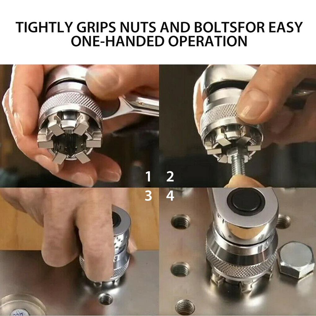 

Stainless Steel Ratcheting Spanner Nuts Bolts Adjustable Torque Wrench Long Handle Replacement Multifunctional Grip Hand Tools