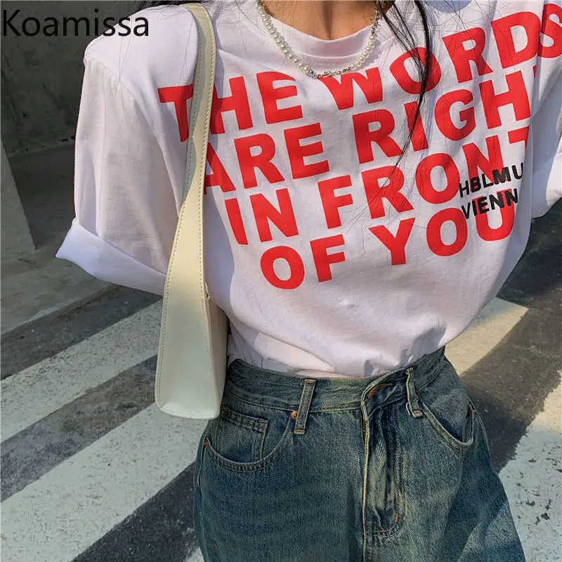 

Koamissa Plus Size Women Loose Causal T-shirt Short Puff Sleeves O-neck Harajuku Student Tshirts Korean Tess Chic Long Tops 2022