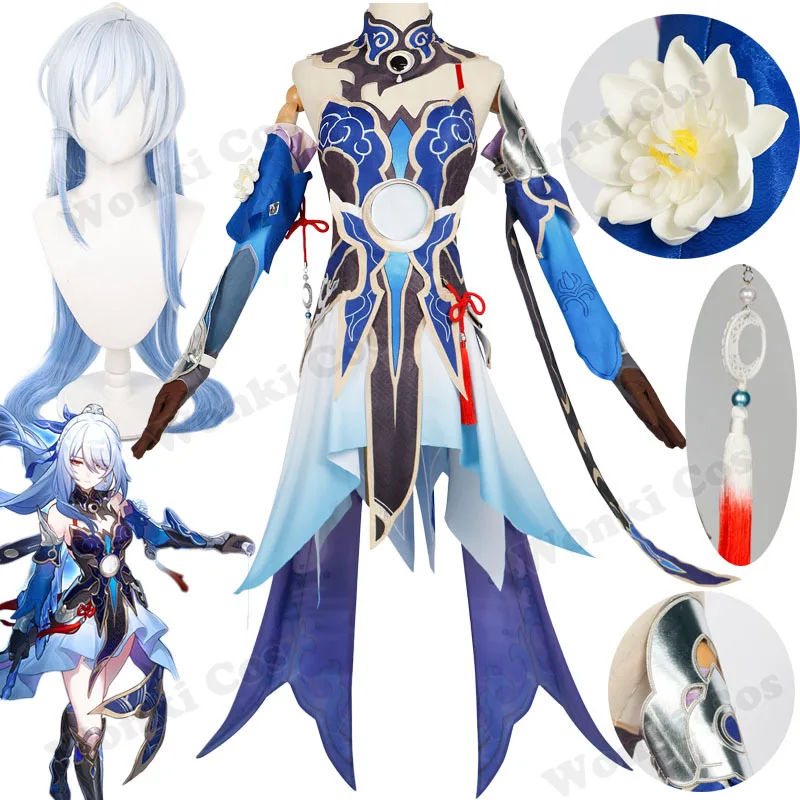 

Honkai Jingliu Cosplay Costume Wig Honkai Star Rail Jing Liu Cosplay Costumes Full Set Outfits with Accessories