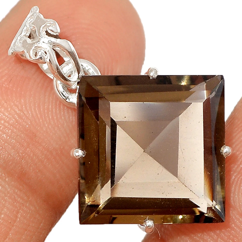 

Genuine SMOKY QUARTZ Pendant 925 Sterling Silver, 23.5 mm, AP8831