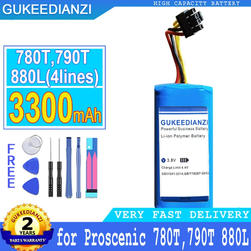 Аккумулятор GUKEEDIANZI 3300mAh для Proscenic какао Smart 780T,790T 880L,Summer P1S P2S P3 Jazz Kaka робот-очиститель батарея + Инструменты