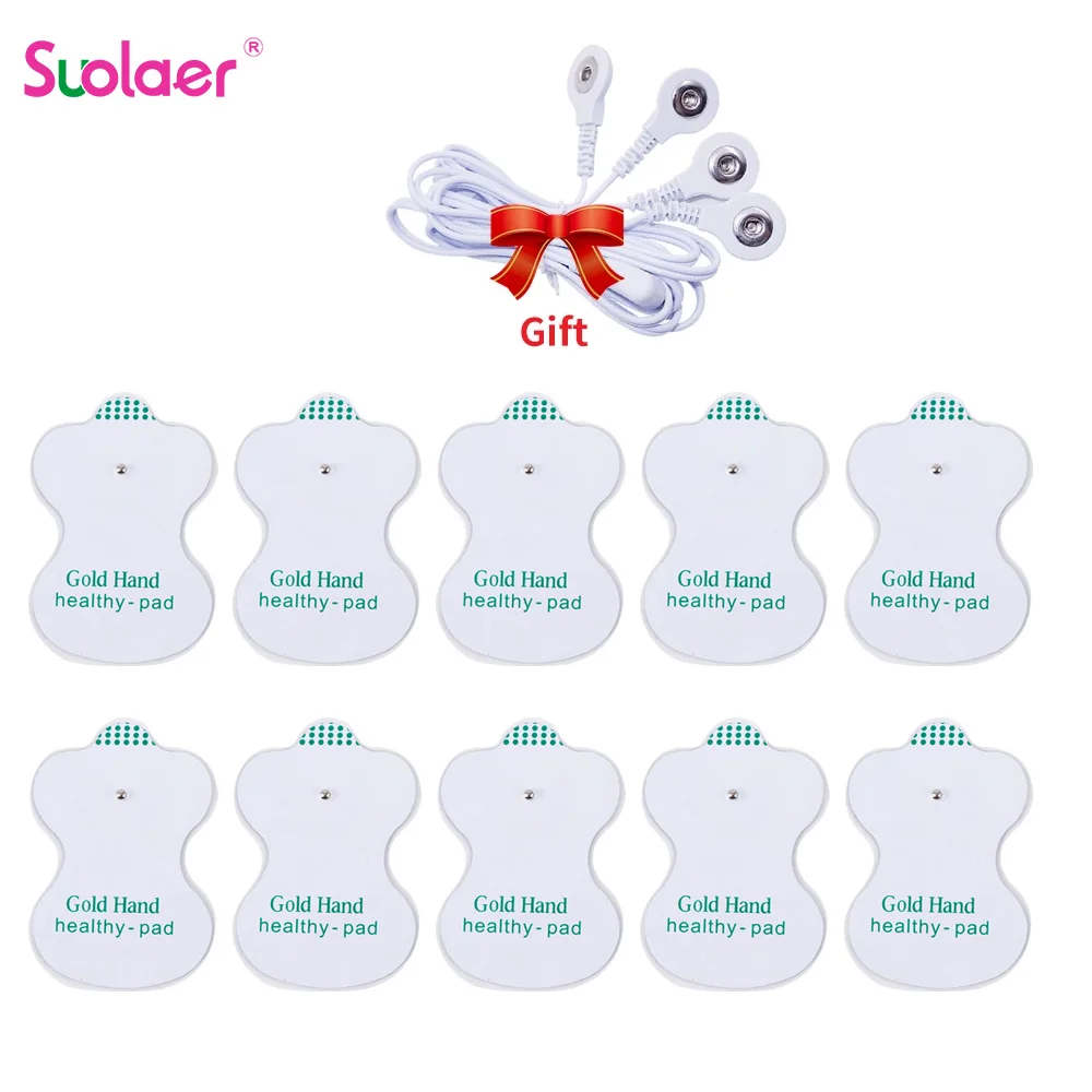 

10 шт. десятки электродных подушечек 1 шт. кабель для блока TENS стимулятор мышц цифровая терапевтическая машина массажер массажное устройство...