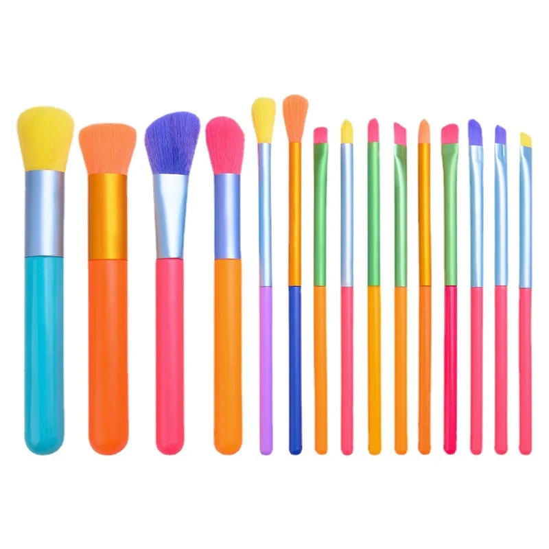 

2Set/Lot 15Pcs/Set Portable Colorful Makeup Brush Soft Fiber Hair Eye Shadow Powder Blush Cosmetic Beauty Tools HA2457
