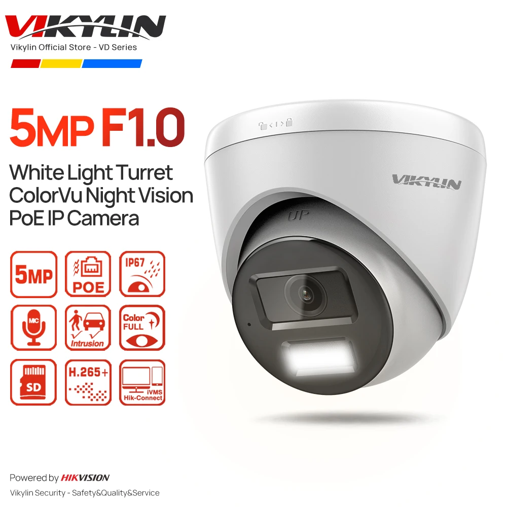 

IP-камера видеонаблюдения VIKYLIN F1.0 H.265 + IP67, 5 МП, полноцветная
