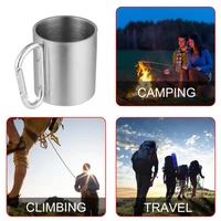 330ml stainless steel cup for camping traveling outdoor cup with handle carabiner climbing backpacking hiking portable cups