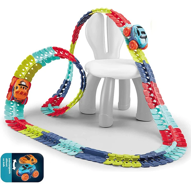 

Flexible Railway Car Toys Changeable Track with LED Light Race Car DIY Assembled Racing Track Set Creative Toy For Kids Children