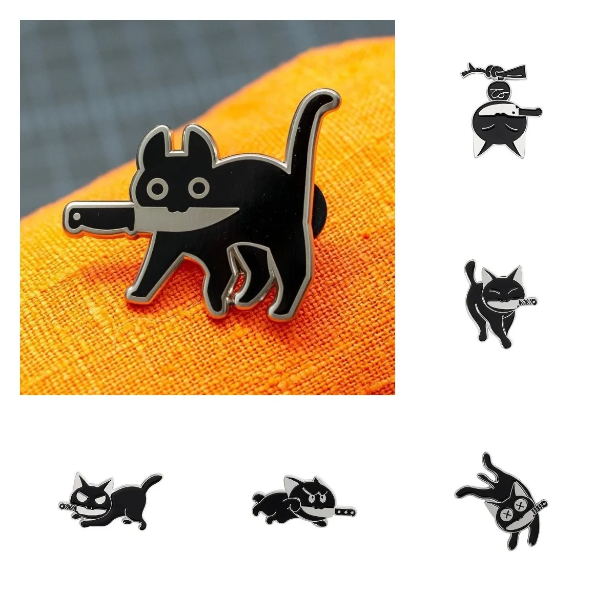 

Cartoon Cute Black Cat Shape Women's Brooches Simplicity Pop-enamel Pin Lapel Badges Brooches For Women Funny Jewelry значки