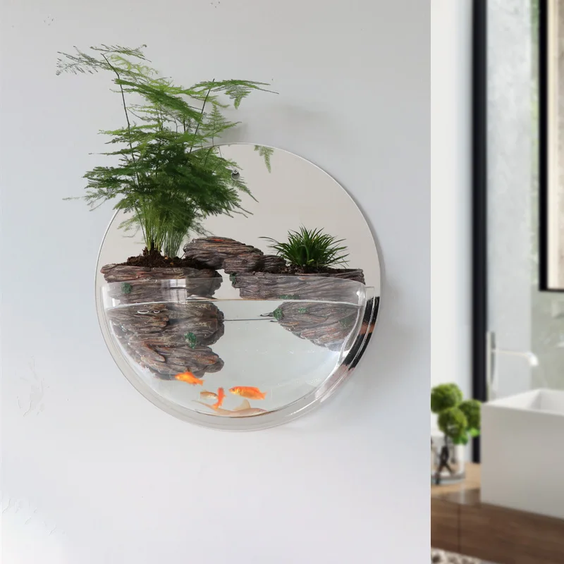 GY Wall-Mounted Fish Tank Wall Decorative Creative Self-Absorbent Plant Flowerpot Wall Pendant Hanging Fish Globe