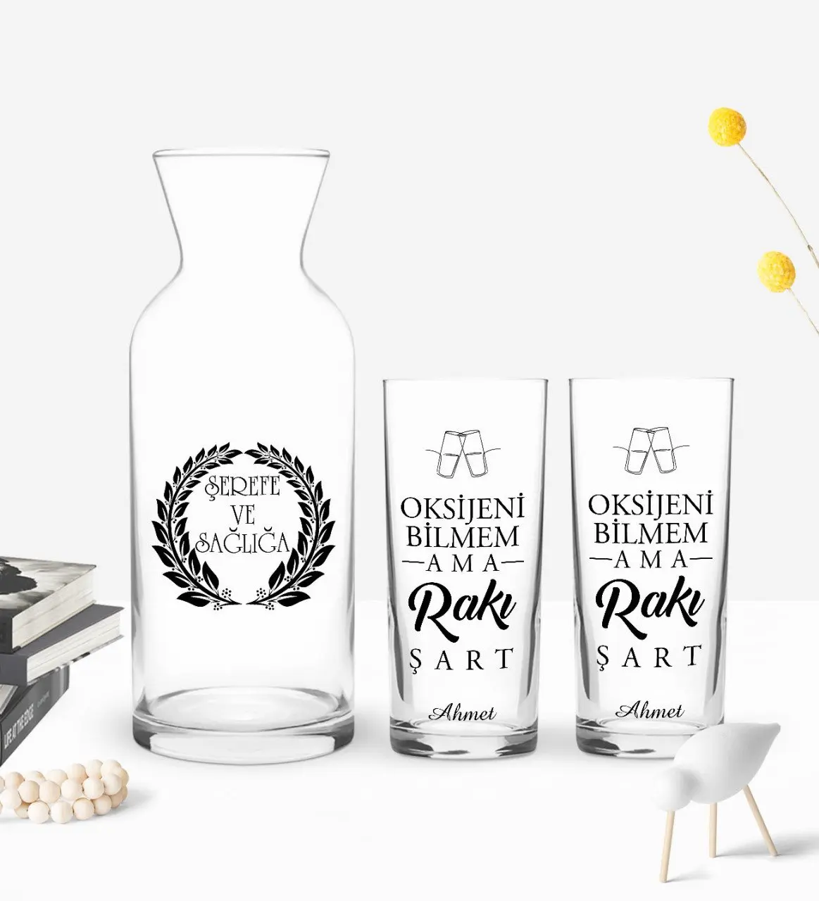 

Персонализированный красочный печатный кислородный дизайн Dunno двойная чашка И Графин в подарок Seti-1