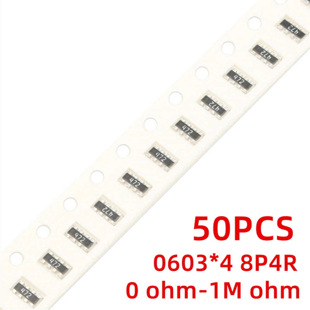 50pcs 0603*4 8P4R 2*4P Network Resistor SMD array 0 ~ 910 ohm 1K 910K 2K 2.2K 4.7K 10K 22K 47K 100K 1M 1 10 100 220 470 ohms