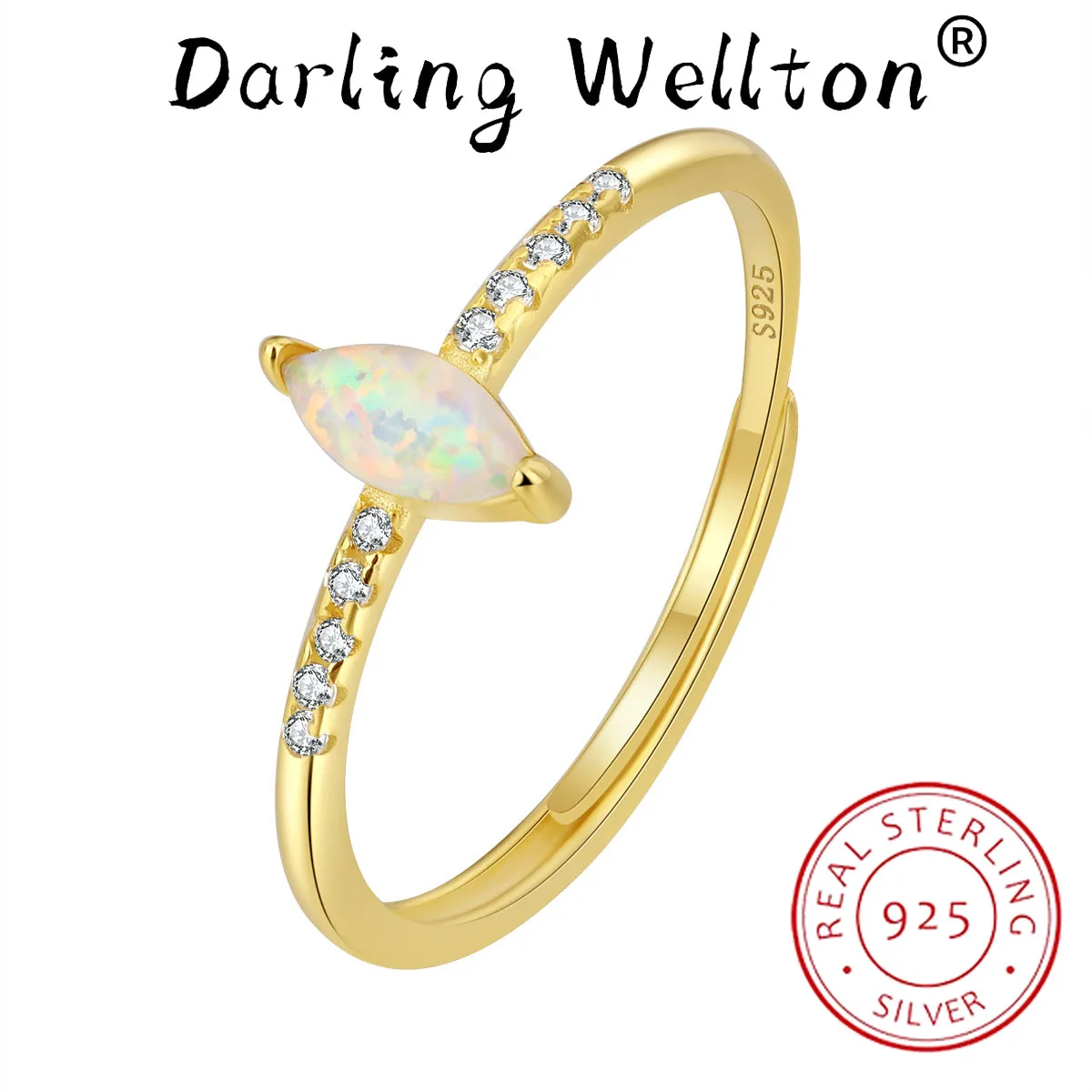 Женское кольцо из серебра 100% пробы с опалом, 18 к