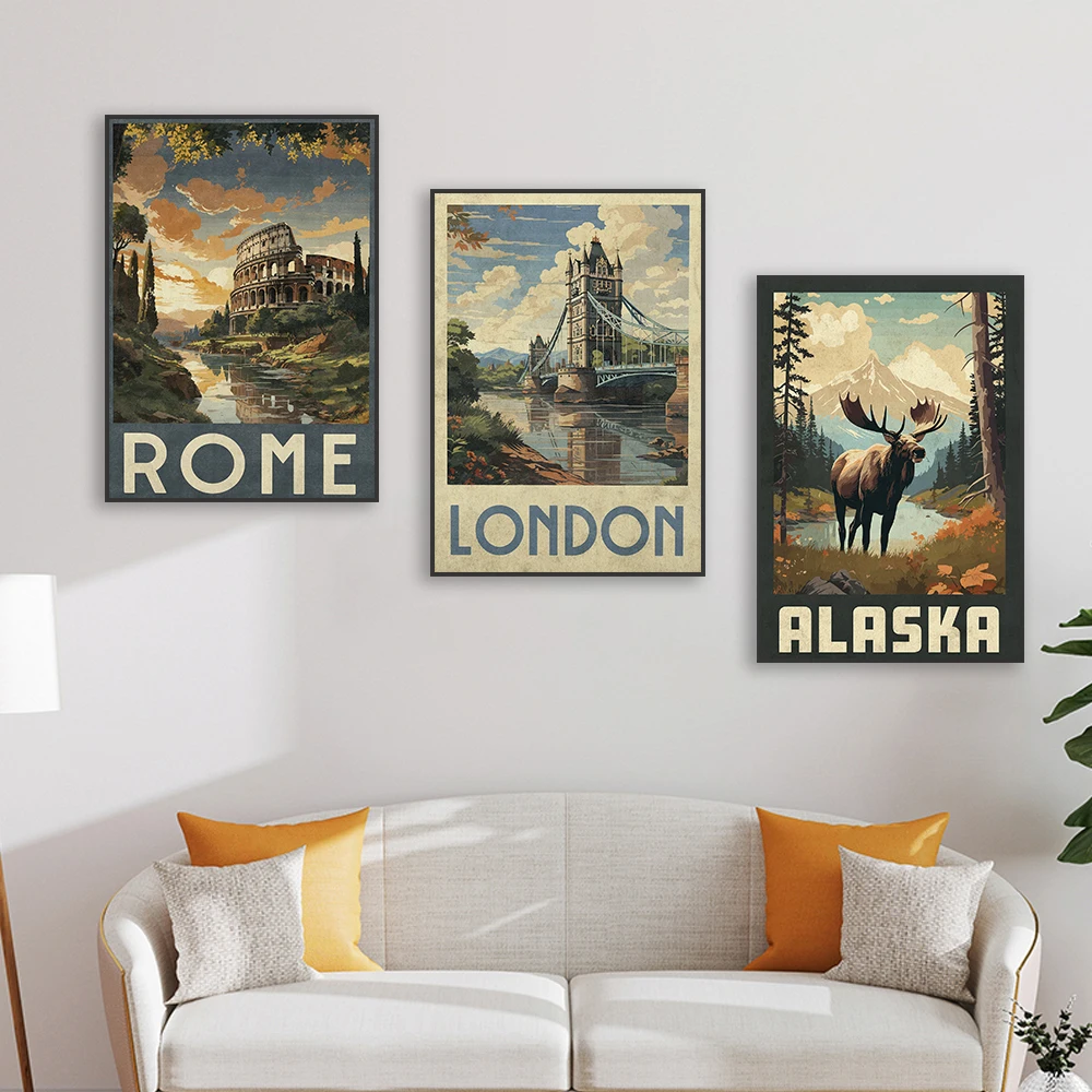 MINISO Винтажный туристический постер