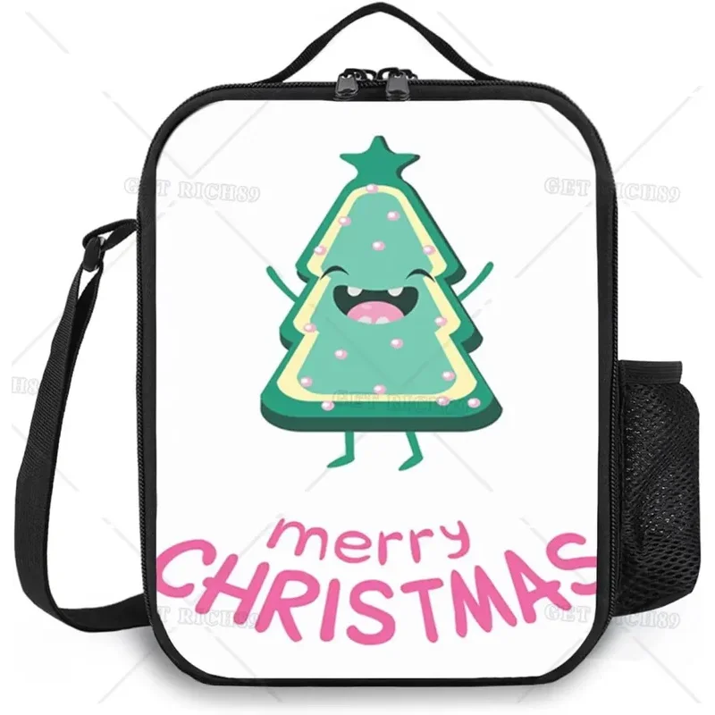 Рождественские современные сумки для обеда с шапочкой зебры Санты женщин