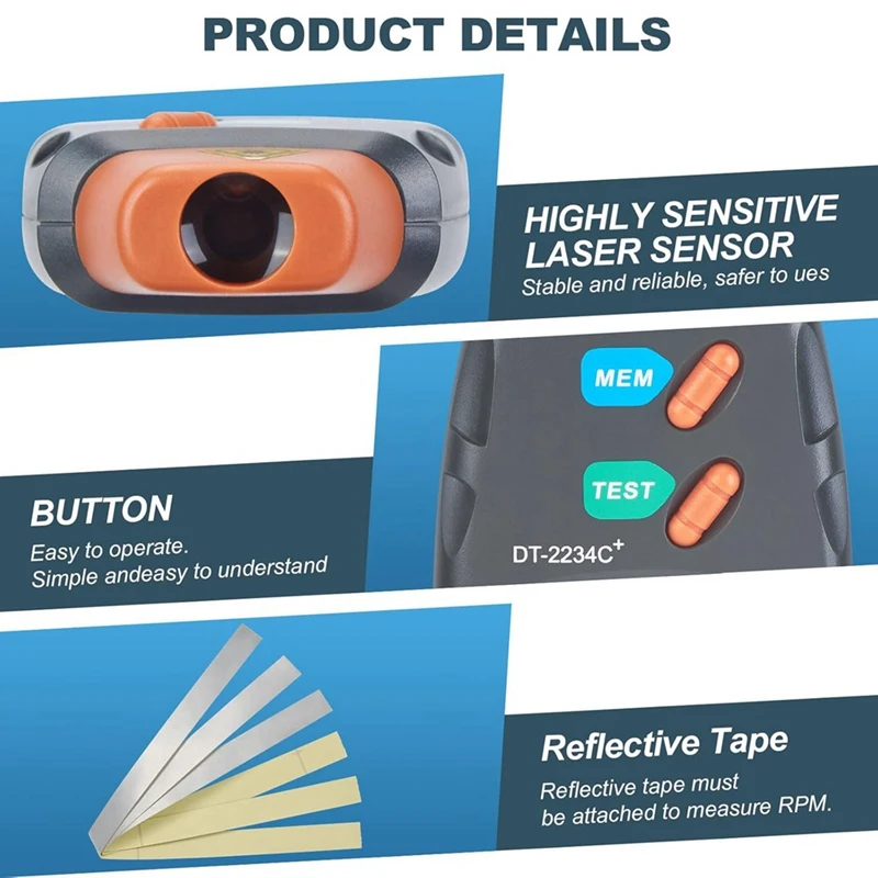 Цифровой лазерный тахометр для фотосъемки бесконтактный об/мин фотодатчик с от 2