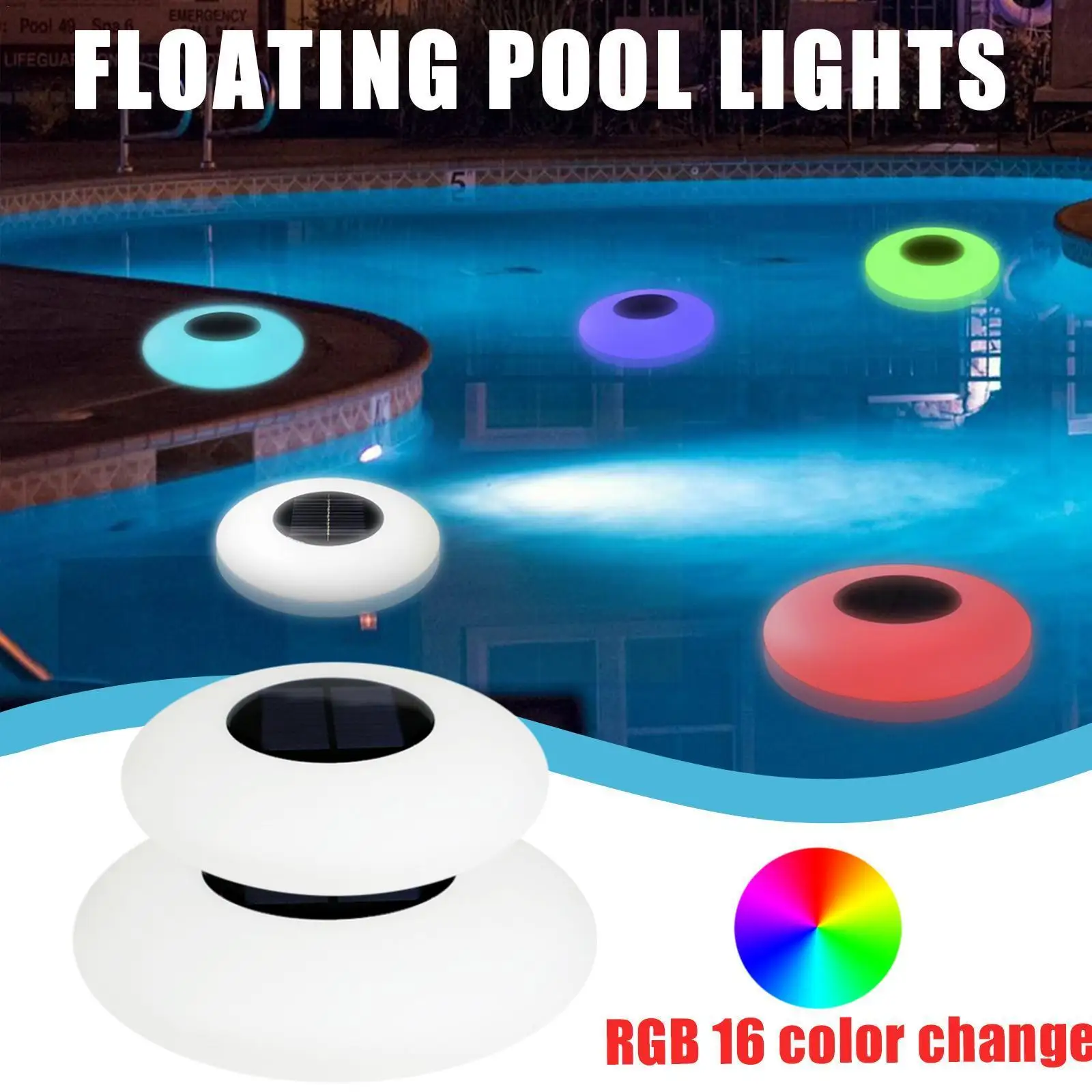 

Плавающие фонари для бассейна на солнечной батарее, 16 Rgb меняющихся цветов, дистанционное управление лужайкой, декоративные водонепроницае...