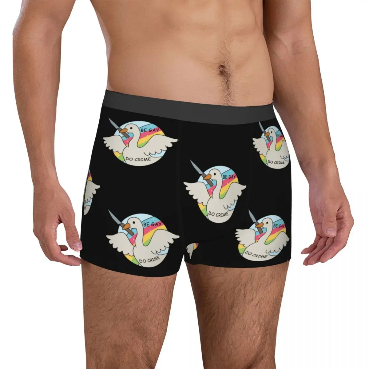

Be Gay Do Crime Goose Underwear proud gay knife rainbow Cute Panties Printed Boxer Brief 3D Pouch Men's Plus Size Boxer Shorts