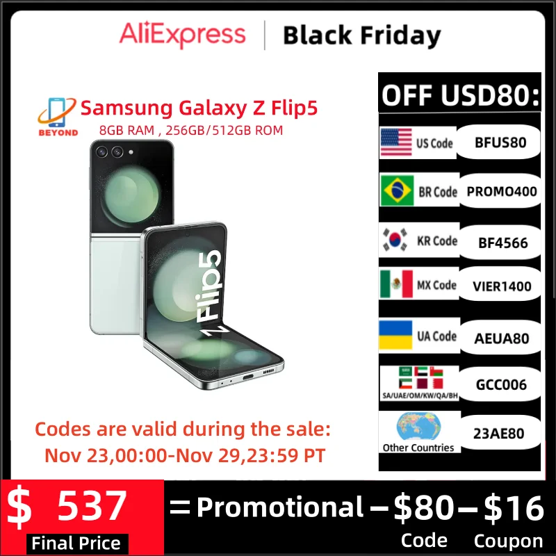 

Samsung Galaxy Z Flip 5 Flip5 5G 6.7" AMOLED 8GB RAM 256GB 512GB ROM NFC Snapdragon Unlocked Foldable Original 95% New Cellphone