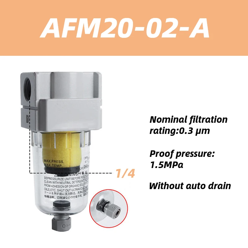 

Тип SMC Фильтр разделения масляной воды AFM20-02-A AFD20-20-A Микротуман для удаления пыли и примесей с высокой точностью.