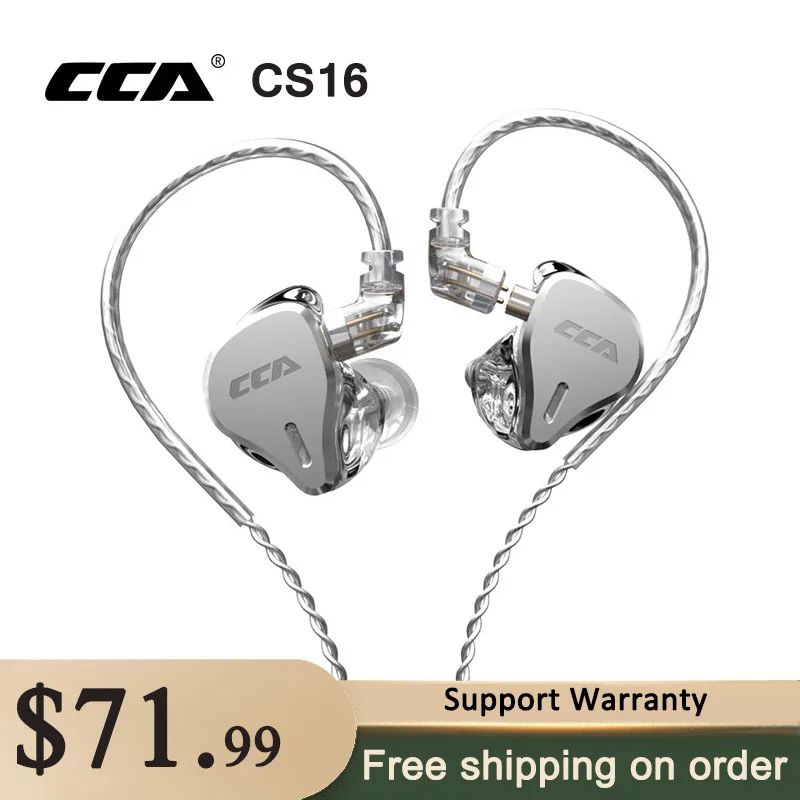 

CCA CS16 16BA Units HIFI In Ear Earphones Heavy Bass Earbuds 8 Balanced Armature Metal Detachable Detach Sport Game Headphones