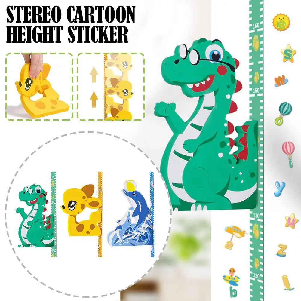 

Cartoon Animals Height Stickers Height Measure Wall Sticker Dinosaur Wallpaper For Kids Room Nursery Child Ruler Growth Chart