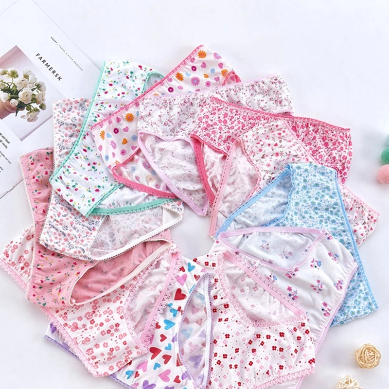 

12 Pcs Children Panties 2-12 Years Baby Girls Briefs Breathable Cotton Panties