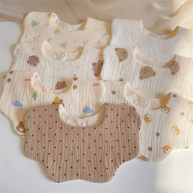 

Infant Drooling Bib Petal Flower Burp Cloths for 0-12M Baby Cotton Saliva Towel Cartoon Print Baby Bib for Newborn GXMB