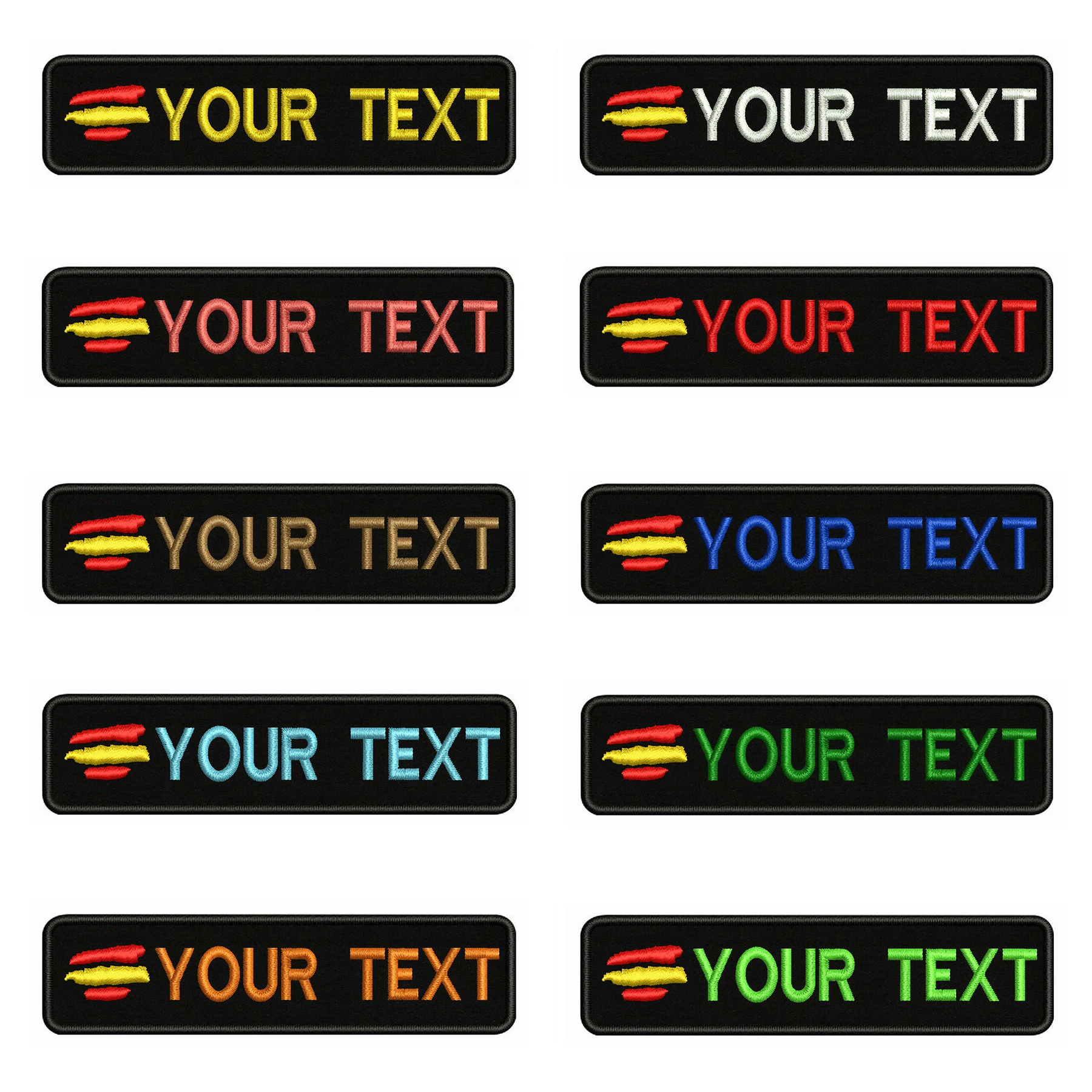 Spanish Flag Spain 10X2.5cm Embroidery Custom Name Text Patch Stripes Badge Iron On Or  Patches